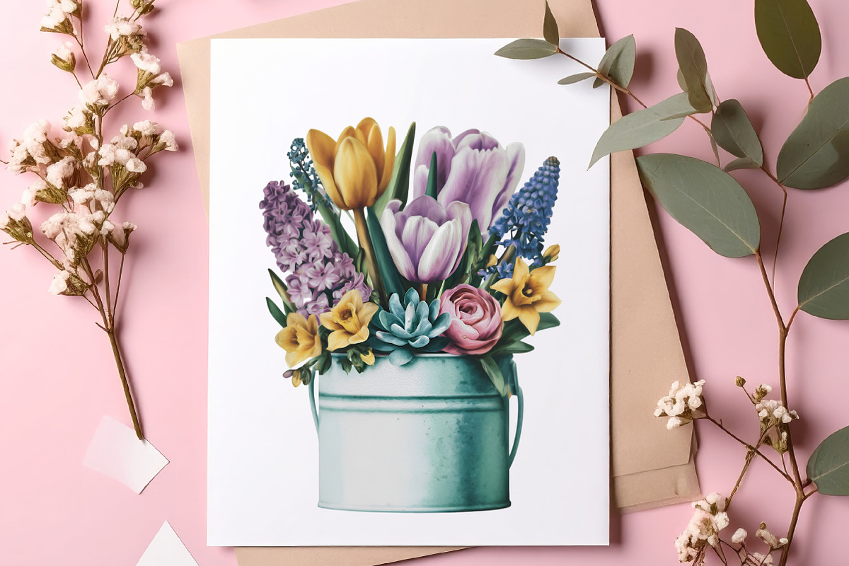 Watercolor spring flowers clipart, an Illustration by SinaCreation (Photo 5 of 7)