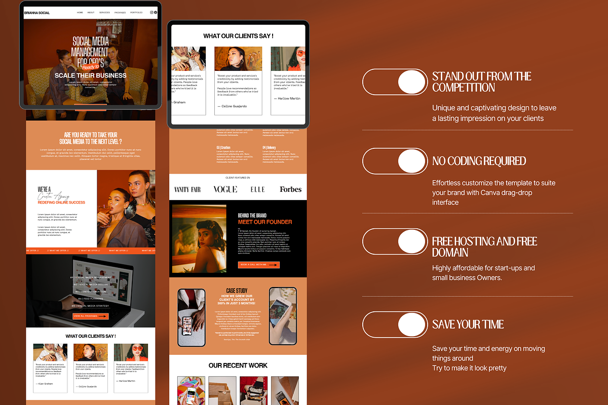 Social Media Manager Canva Website, a Landing Page Template by My Template Studio (Photo 6 of 11)