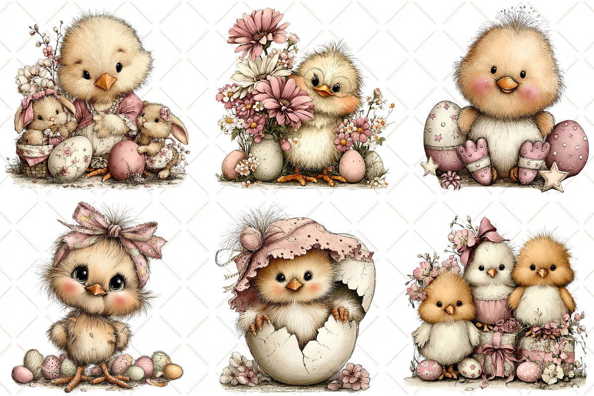 Whimsical Easter Chick Clipart, an Illustration by Black Bird Studio (Photo 3 of 6)
