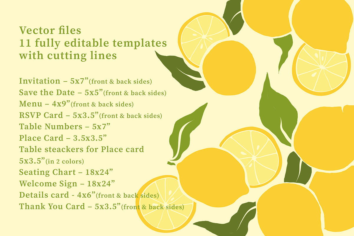 Lemon summer wedding templates set, a Stationery Template by Garden in frame (Photo 2 of 10)
