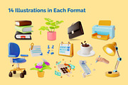 3d Office Desk Illustration Set, an Object Graphic by 35lab (Thumbnail 2 of 7)