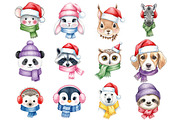 Cute Christmas Animals Clipart, an Illustration by SinaCreation (Thumbnail 2 of 7)