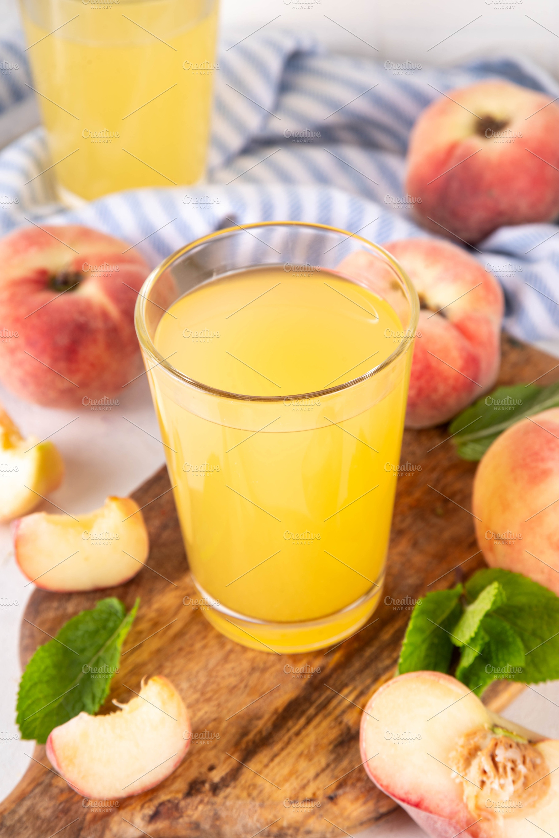 Flat chinese donuts fig peach juice, a Food & Drink Photo by Rimma