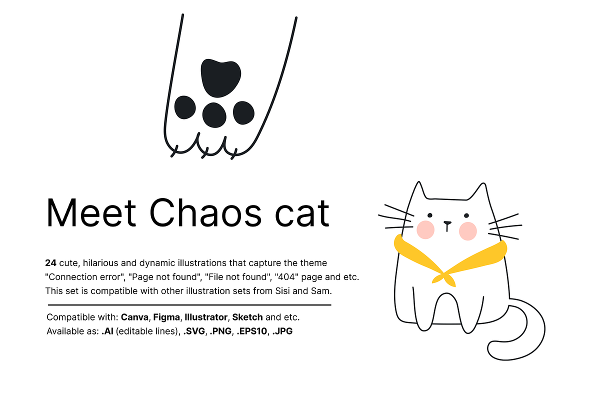 24 Cute 404 Illustrations. Chaos Cat, an Empty State Illustration by BadBrother (Photo 3 of 14)