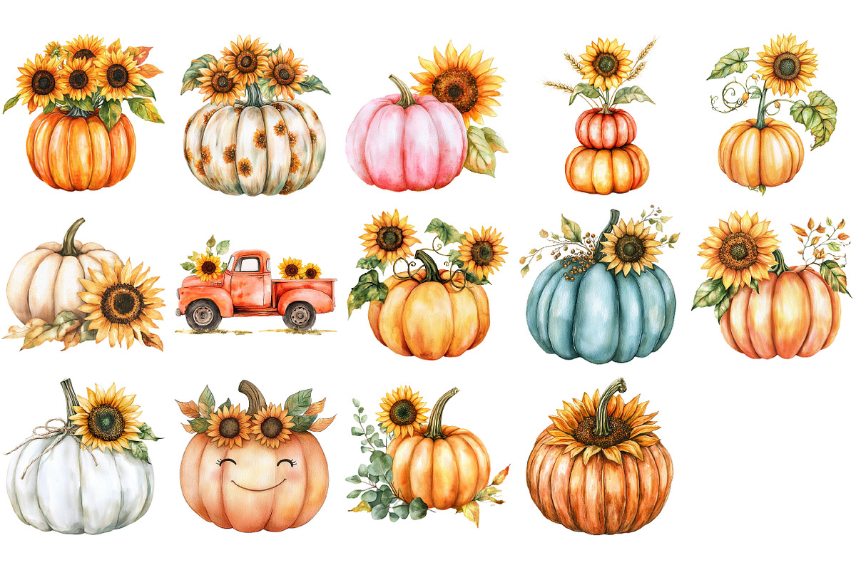 Autumn Pumpkin with Sunflower, an Illustration by Craft Nest (Photo 3 of 5)
