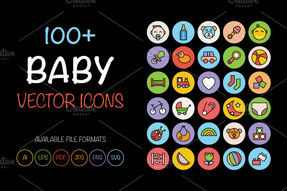 100 Baby Colored Vector Icons