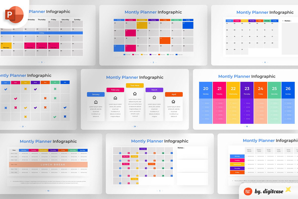 Monthly Planner PowerPoint Infograph, a Presentation Template by Digitcase x Wealthwells (Photo 1 of 4)