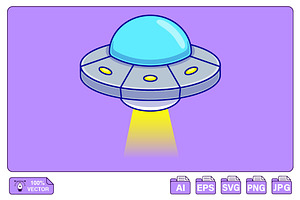 Ufo Spaceship Cartoon Vector Icons, an Object Illustration by Artstorystudio