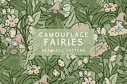Green Camouflage Fairies Pattern, a Pattern Graphic by Lady Bruniere Design (Thumbnail 1 of 14)