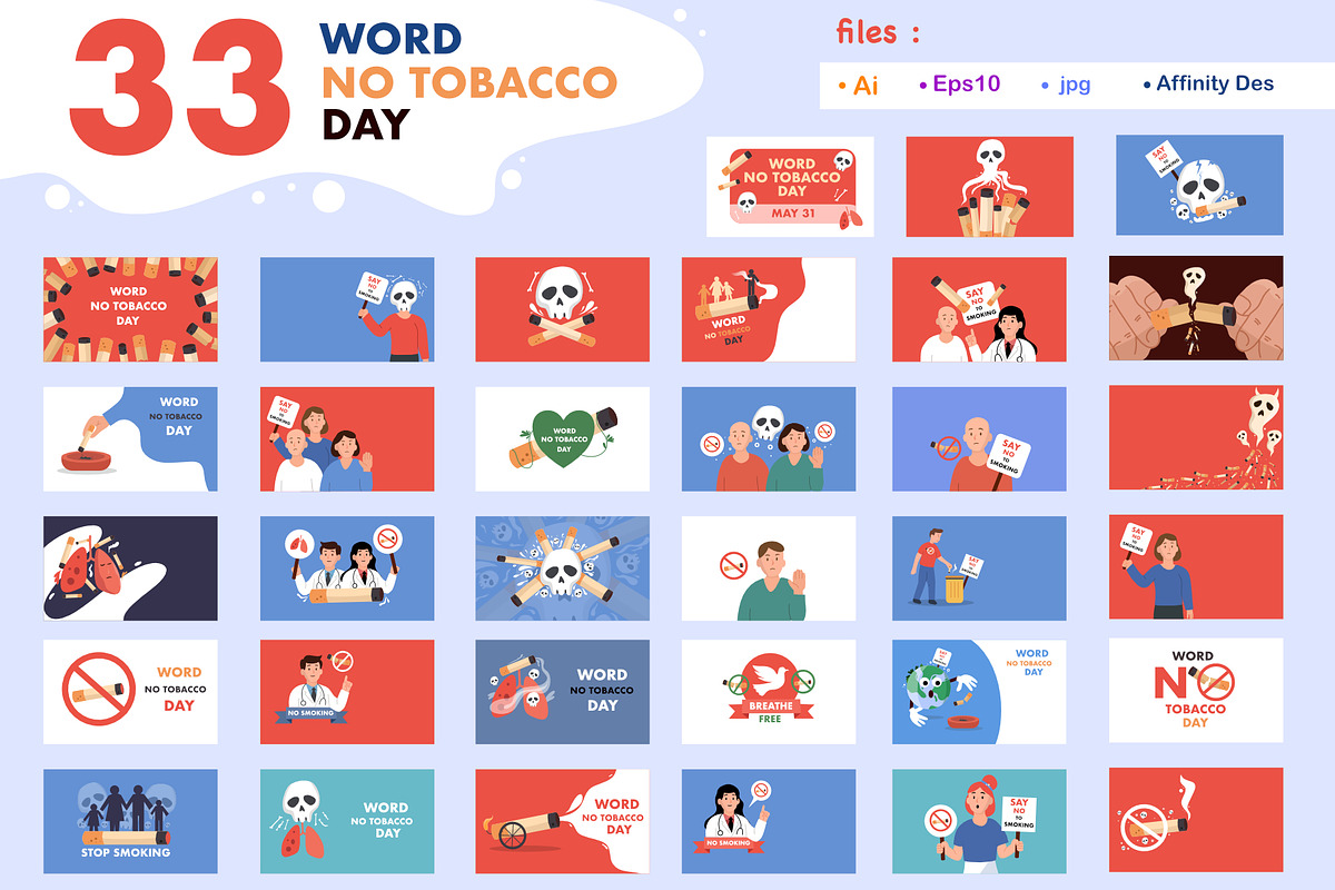 no tobacco day background 33 set, an Education Illustration by foxndeer (Photo 1 of 5)