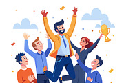 Diverse team celebrating victory, a Person Illustration by SouravDesign (Thumbnail 1 of 3)
