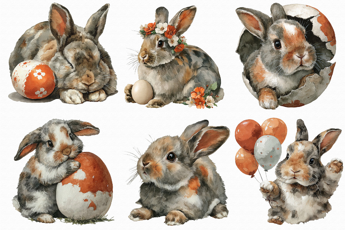 Watercolor Rabbit Clipart, an Illustration by Libby Wishes (Photo 4 of 4)