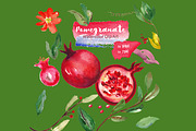 Pomegranate. Watercolor Clip art, a Graphic by LABFcreations (Thumbnail 2 of 2)