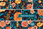 Tango Teal Botanical Digital Papers, a Pattern Graphic by Happy Creators Co. (Thumbnail 4 of 7)