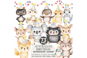 Cute Australian Birthday Watercolor, an Illustration by CharmClipart