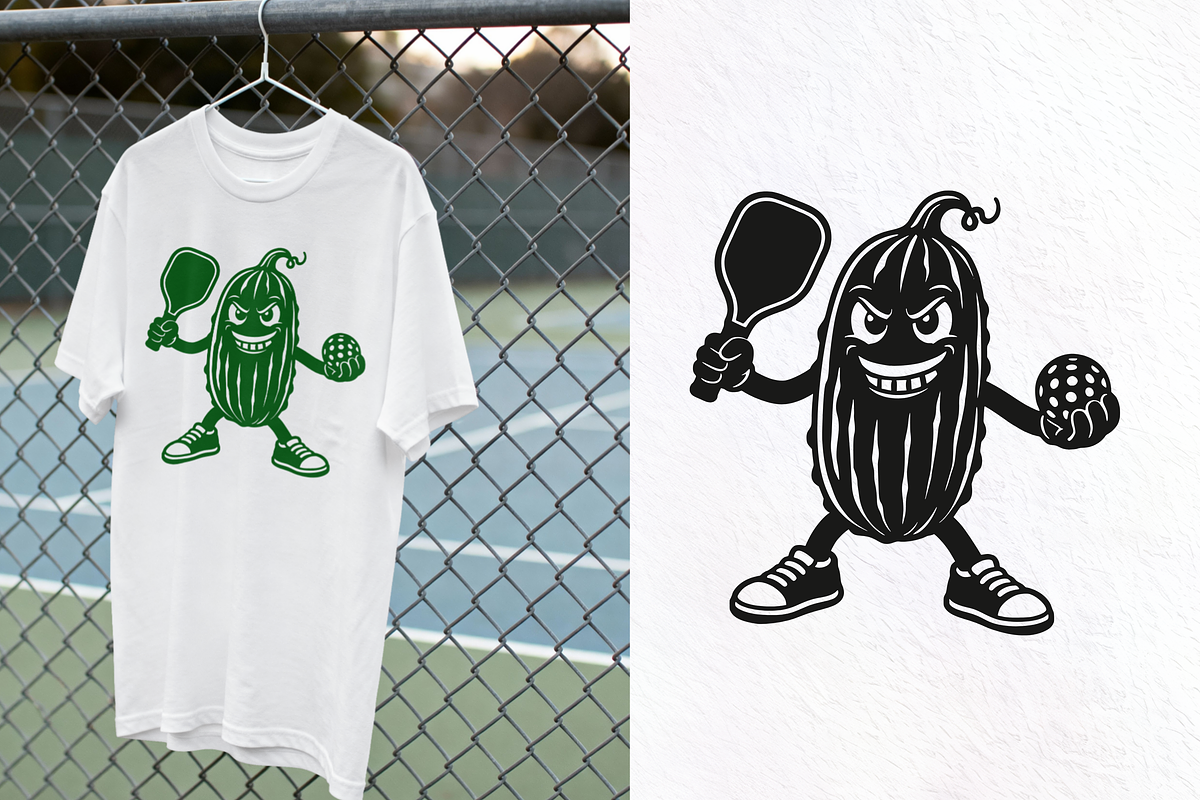 Pickleball SVG. Funny Pickle Mascot, a Sport Illustration by ClipArtRoom (Photo 3 of 6)