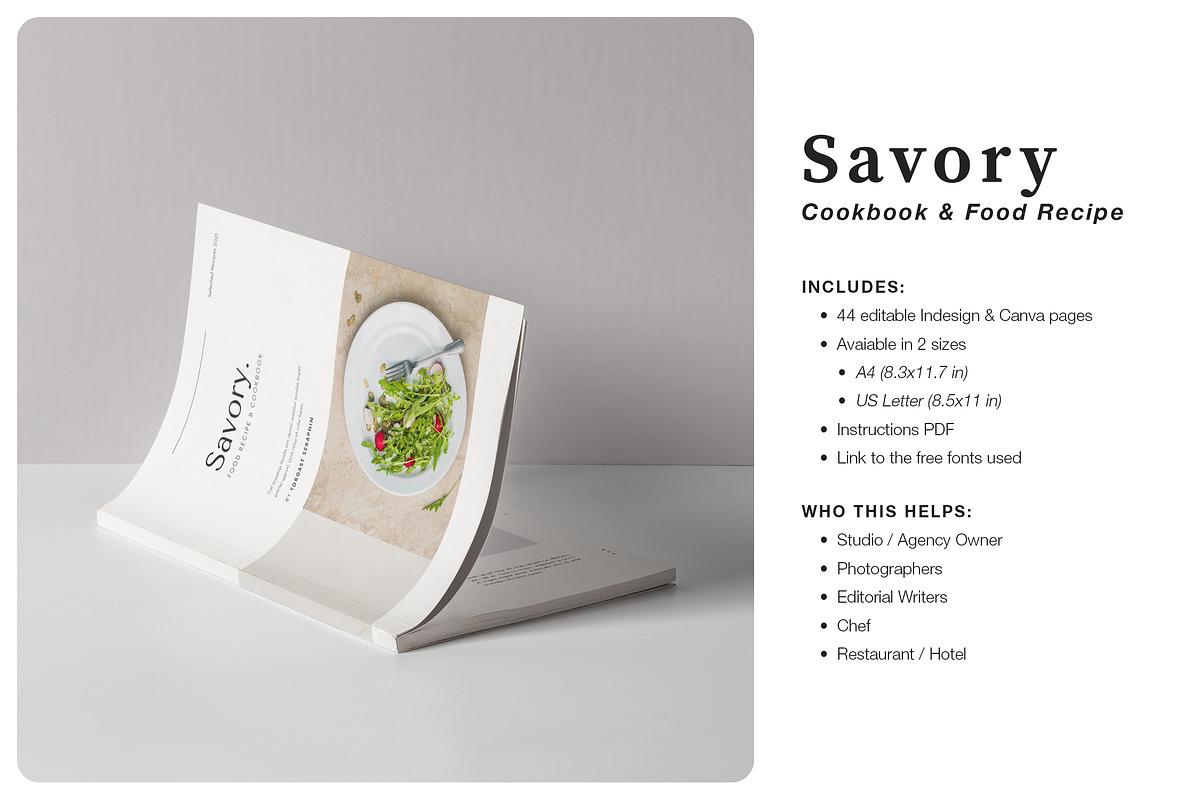 Canva Cookbook / Recipe Book, a Magazine Template by BlancaLab Studio (Photo 2 of 9)