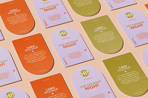 Mosaic Rounded Business Cards Mockup