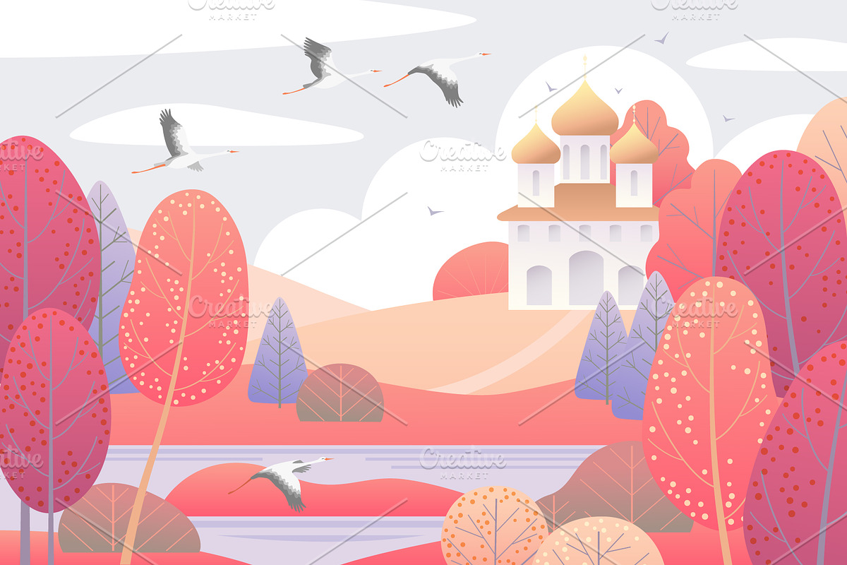 Autumn Landscapes and Foliage Decor, a Decorative Illustration by Valentyna Smordova (Photo 4 of 8)