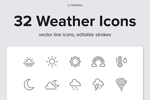 Weather Line Icons, an Outline Icon by Nadiinko