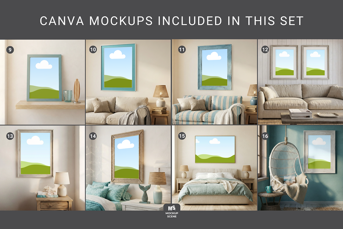 Coastal Beach House Wall Art Mockup, a Household Mockup by Mockup Scene (Photo 4 of 11)
