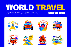 World Travel Stickers, a Duotone Icon by Vectors Market