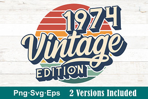 1974 Vintage Png Svg Retro Designs, a Graphic by JamFilledDesigns