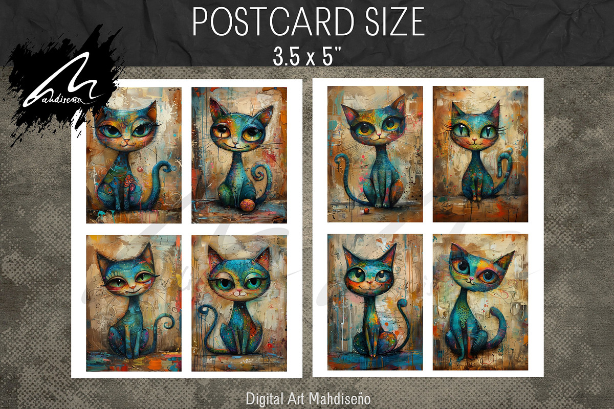 Cute Quirky Cat, Junk Journal Pages, an Animal Illustration by Digital Art Mahdiseño (Photo 8 of 9)