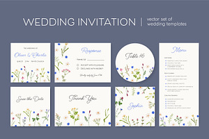 Floral wedding card designs set, a Decorative Illustration by Good Studio