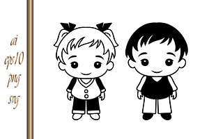 SET Girls and boy with Big Eyes, a Background Graphic by IrySha