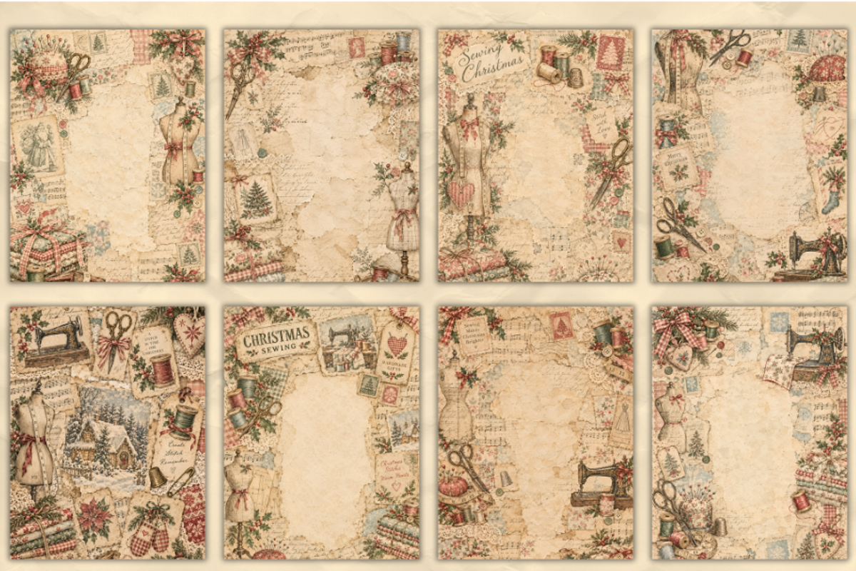 Sewing Christmas Junk Journal Pages, a Background Graphic by Markicha Art (Photo 2 of 5)