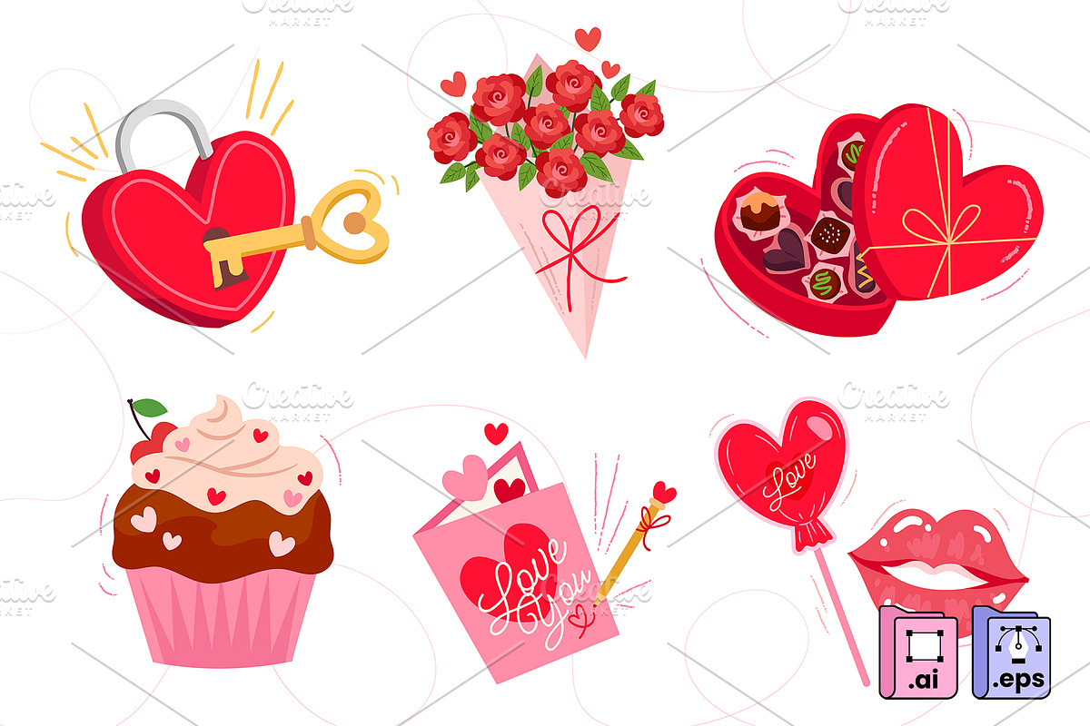 Valentine Elements Collection, a Decorative Illustration by MISS CHATZ (Photo 2 of 3)