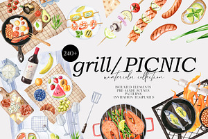 Grill and Picnic watercolor set