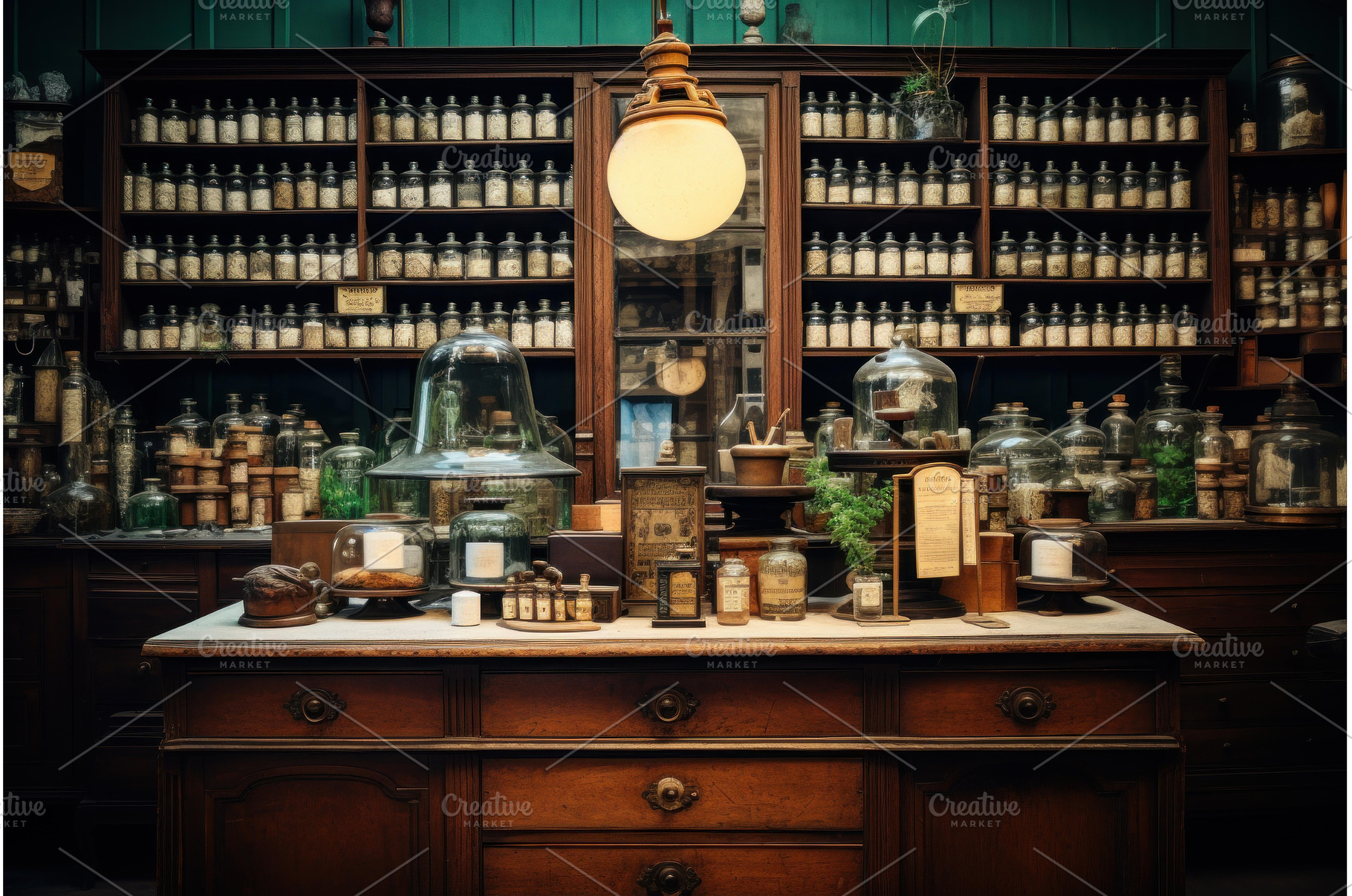 Vintage apothecary interior with, an Arts & Entertainment Photo by Ylivdesign