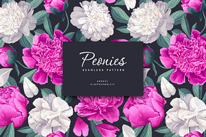 "Peonies" Seamless Pattern