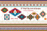 Tribal Clip Art & Border- EPS + PNG, an Illustration by JSquarePresents (Thumbnail 1 of 3)