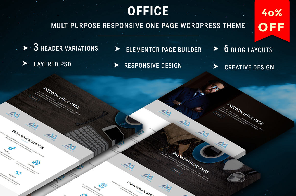 OFFICE - One Page WordPress Theme, a WordPress Template by Pennyblack ...