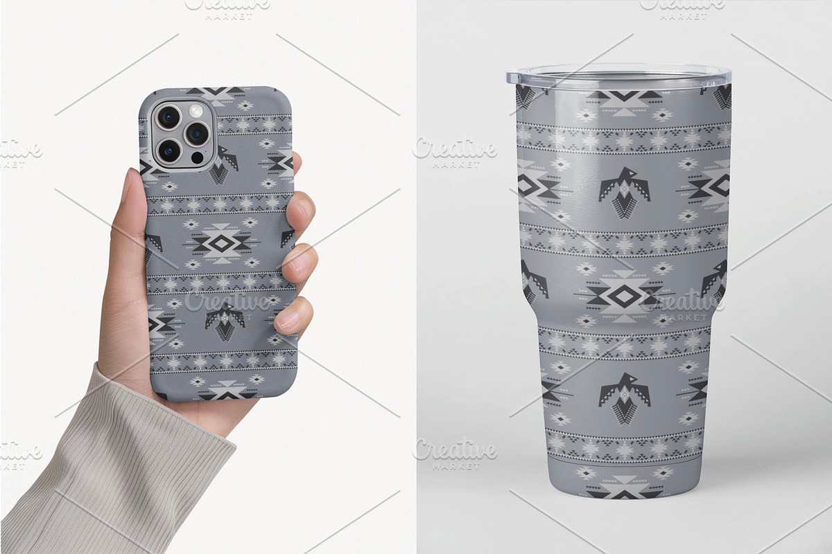 Monochrome Western Aztec Tribal, a Pattern Graphic by PPEthnicDecorPattern (Photo 10 of 10)