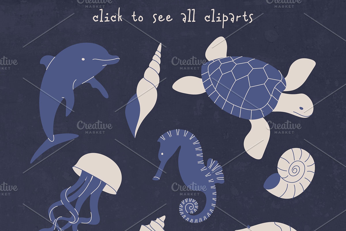Modern Ocean Vector Clipart Set, an Animal Illustration by Panna Limon Store (Photo 2 of 8)