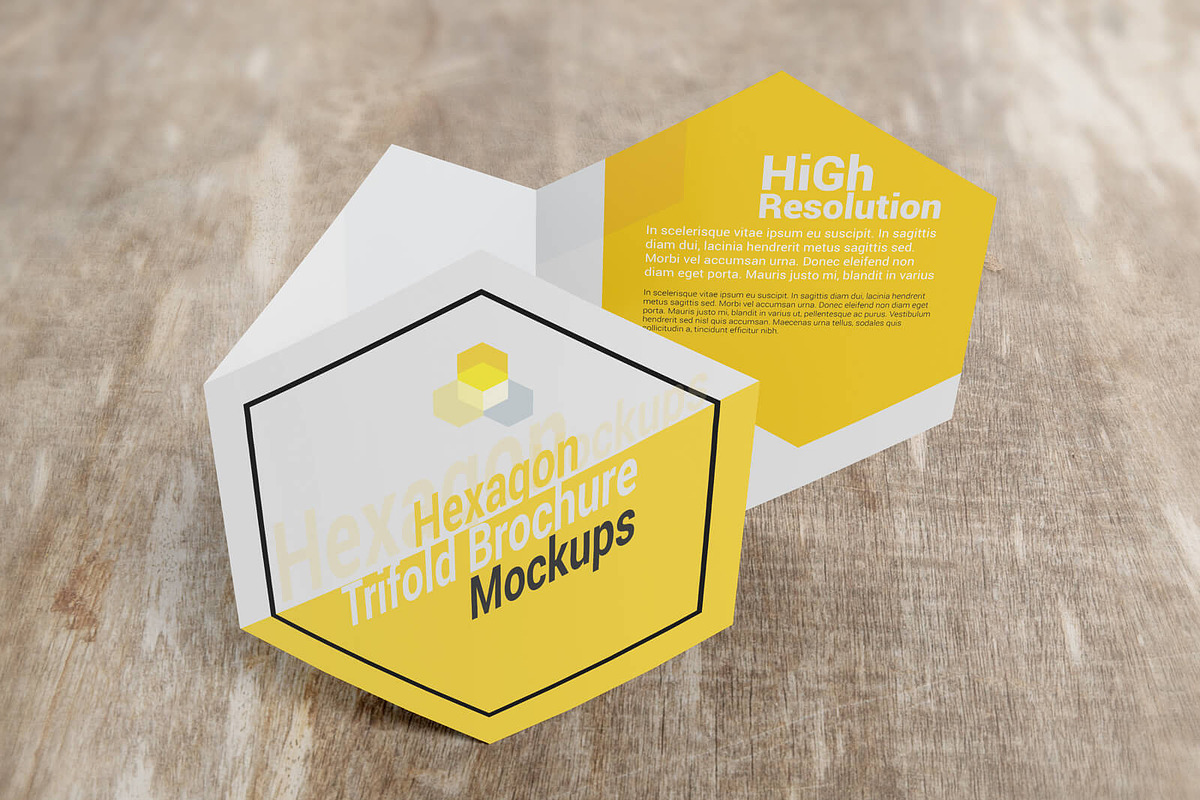 Hexagon Trifold Brochure Mockups, a Mockup by Vectogravic Design