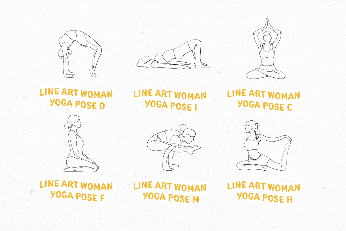 Woman Yoga Poses Illustration Set, an Object Illustration by peterdraw (Photo 5 of 6)