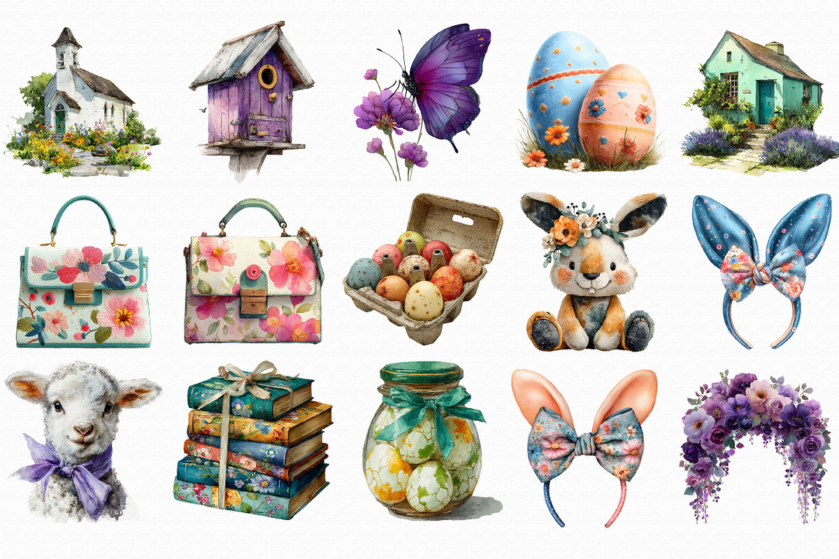 Watercolor Easter Clipart Bundle, an Illustration by Libby Wishes (Photo 3 of 6)