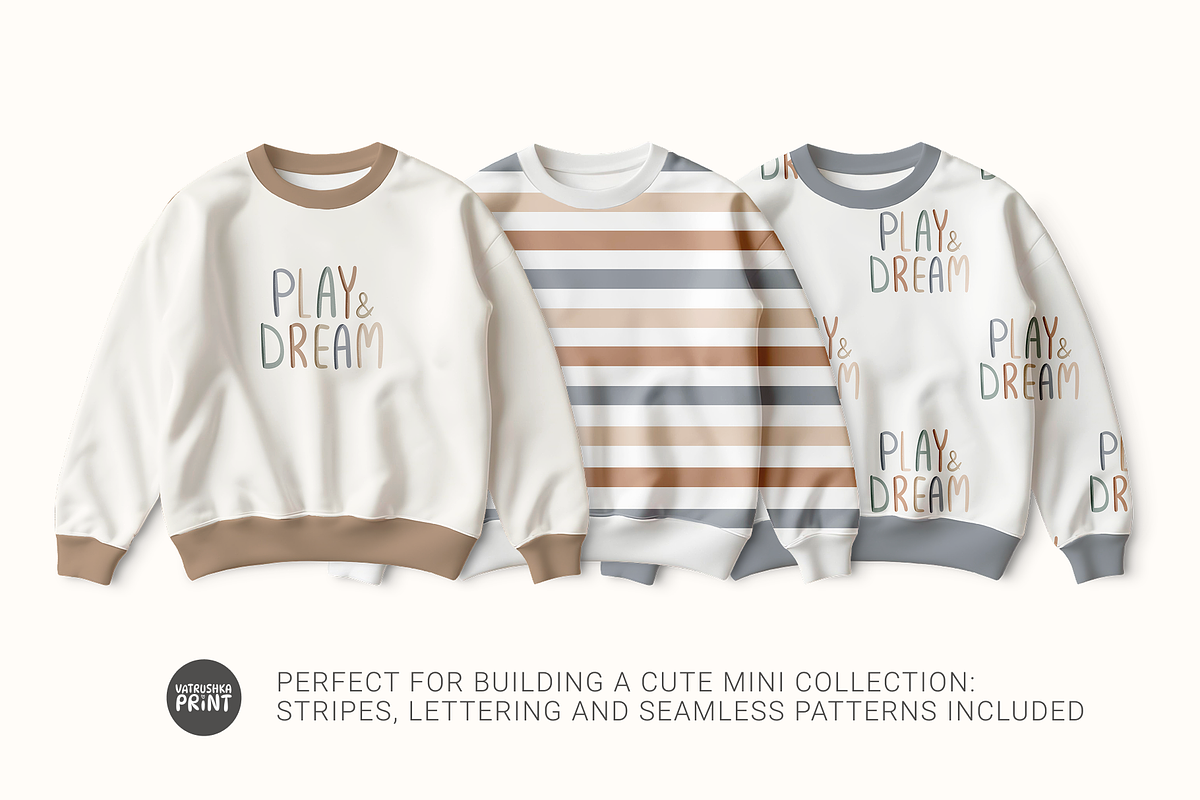 Stripes & Lettering patterns, a Pattern Graphic by vatrushkaprint_store (Photo 3 of 3)