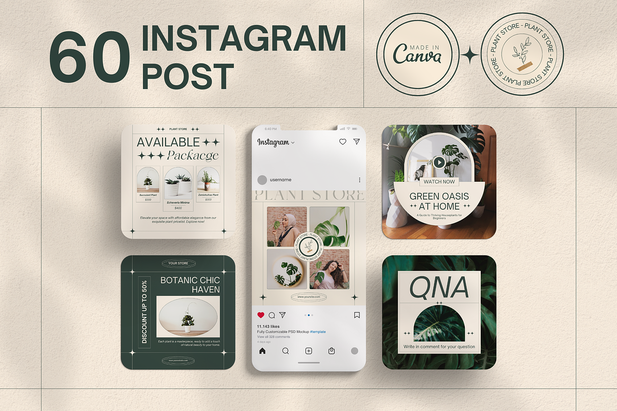 120 Houseplant Instagram Template, a Social Media Template by Branding Victory STD (Photo 3 of 10)