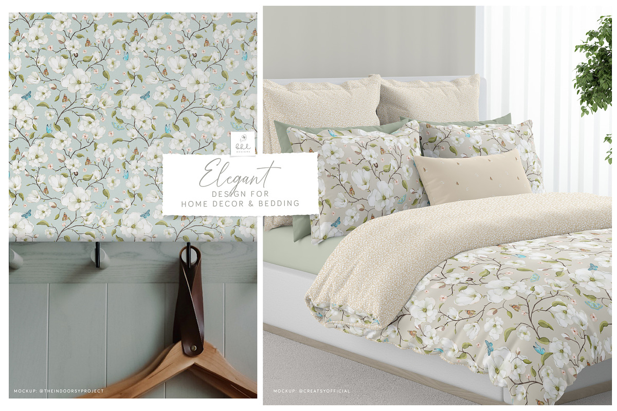 Butterfly and Magnolias Pattern, a Pattern Graphic by bhldesigns (Photo 3 of 7)