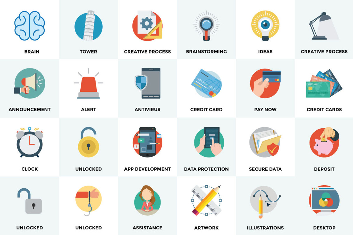 75+ Flat Vector Icons preview 2
