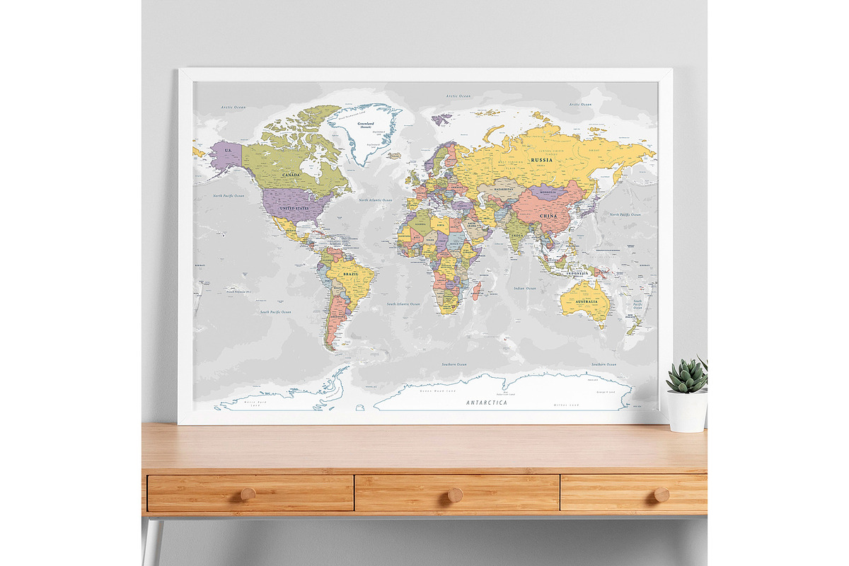 Vector World Map - Large&Detailed, a Decorative Illustration by PorcuPen Works (Photo 8 of 8)