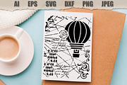 Stencil Hot air balloon Steampunk, a Technology Illustration by MARYCRAFTIRIA (Thumbnail 3 of 3)