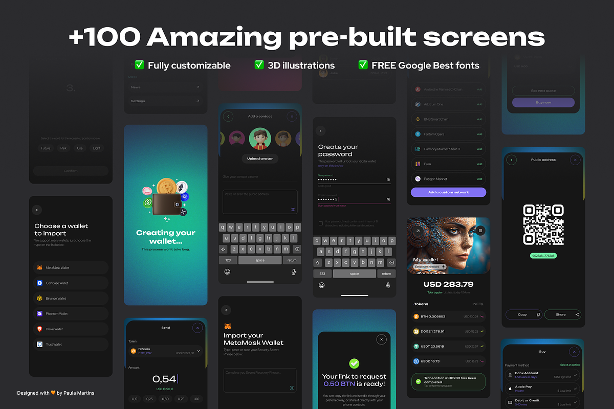 Crypto Wallet + AI Image Generator, an UI Kit Template by Paula M UI Store (Photo 6 of 6)