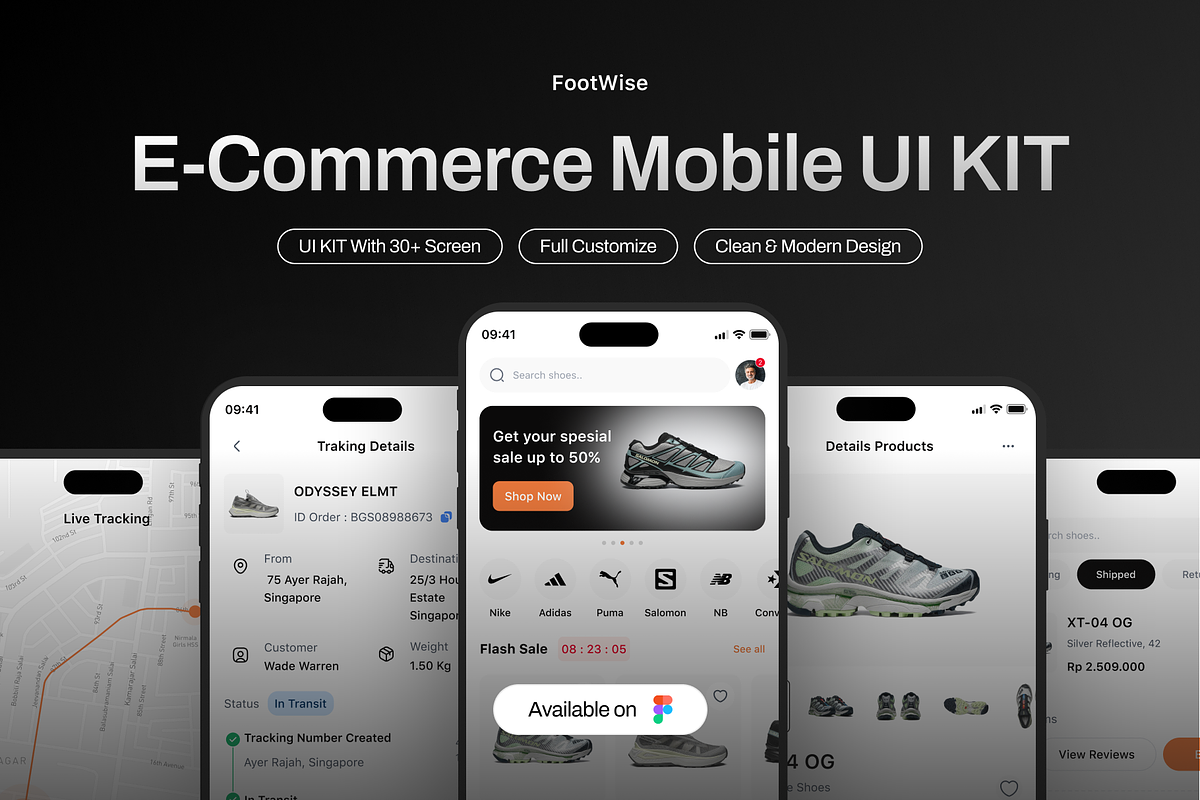 FootWise - Ecommerce Mobile UI KIT, an UI Kit Template by Odama (Photo 2 of 12)